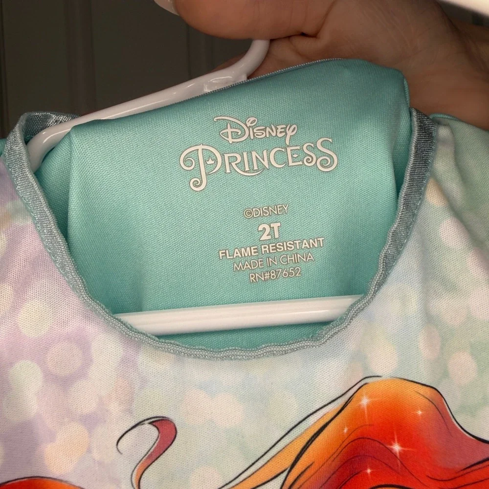 Disney Princess Ariel The Little Mermaid Nightgown Girls Size 2T Flutter Sleeve - Picture 3 of 4
